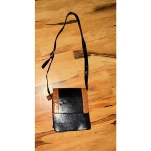 Bellerose purse organizer with checkbook cover vintage black leather cross body